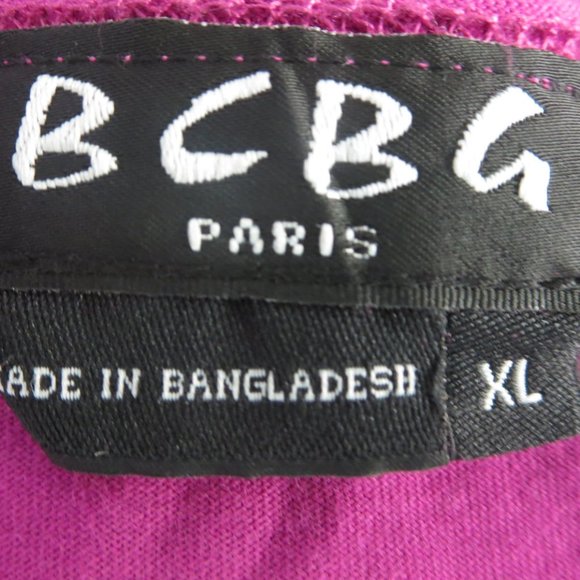 New BCBG Paris Tiger Lily Short Sleeve Top XL Fuchsia Pink Relaxed Fit - Picture 12 of 13